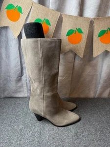 Nine West Damenstiefel Größe 6M taupe CEYNOTE Veloursleder halbhoch spitz zulaufend - Bild 1 von 7