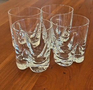 4 Kosta “Rocky Clear” Whiskey Glasses Heavy 1” Bases Vintage Mid Century Sleek - Picture 1 of 6