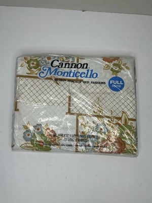 Vintage Cannon Monticello Window Garden No-Iron Percale Fitted Sheet Full Fitted - Image 1 of 4