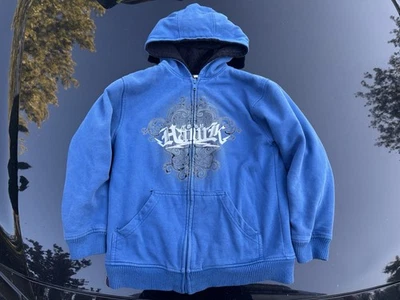 Sudadera con capucha vintage Y2K Tony Hawk jóvenes niños pequeña azul cremallera completa polar forrada patinador Foto 1 de 4