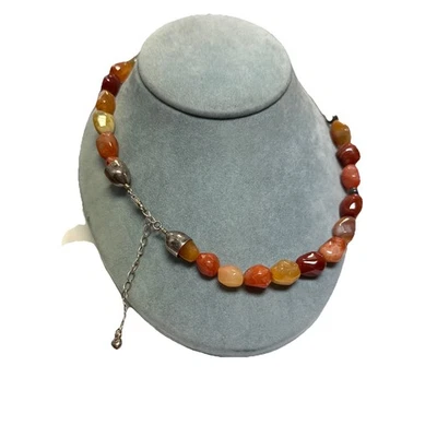 COLLAR DE PLATA ESTERLINA 925 DRT JAY KING MINE ENCUENTRA CORNALINA ÁGATA 21” ADJ Foto 1 de 4