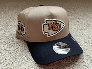New Era Kansas City Chiefs Beige 9Forty A-Frame Snapback Adjustable Hat - Picture 1 of 5