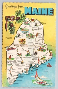 Postkarte Grüße aus Maine Points of Interest & Highways M23m - Bild 1 von 2