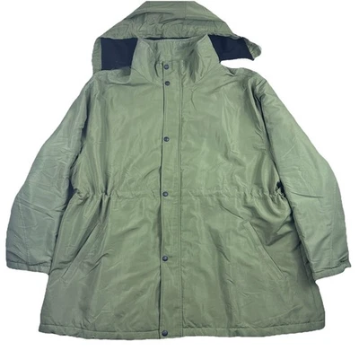 Parka para mujer verde oliva 3X abrigo acolchado con cordón cintura y capucha extraíble Foto 1 de 4