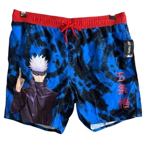 Jujutsu Kaisen Blue Wash 16.5 in Swim Trunks Blue & Red Size Large L New - Picture 1 of 5