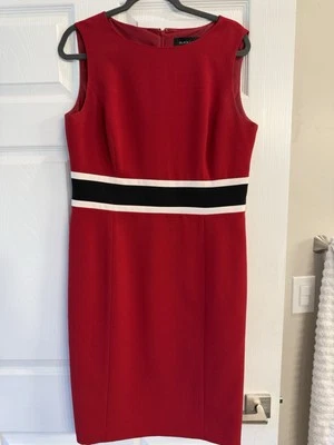 Vestido recto sin mangas Black Label by Evan Picone rojo tostado negro talla 10 Foto 1 de 4