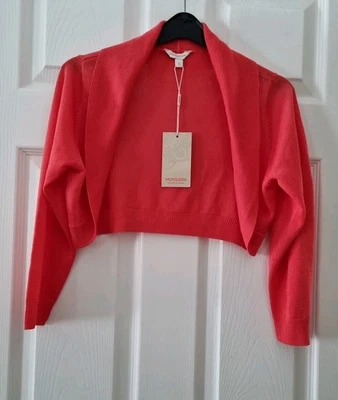 Cárdigan Monzón Encogido de hombros Talla Pequeña 8 10 Coral Rosa Rojo Nuevo Con etiquetas  Foto 1 de 4