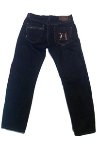 Pantalones de mezclilla para hombre Akademiks bordados Y2k vintage holgados hip hop 40 X 32 lavado oscuro - Imagen 1 de 12