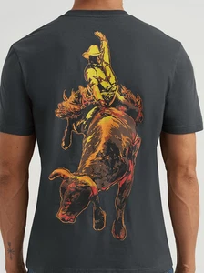 Men's Wrangler Bucking Cowboy Back Graphic T-Shirt Grey - 112368424 - Picture 1 of 2