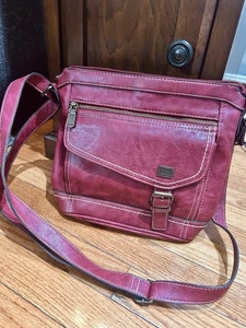B.O.C. Born Concept Crossbody Shoulder Handbag Purse Wine/Burgundy Faux Leather - Picture 1 of 15