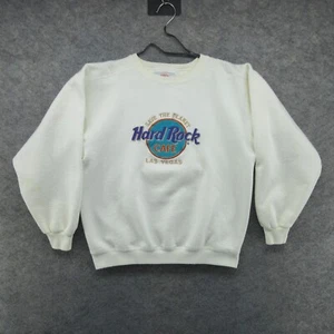 VTG Hard Rock Cafe Sweatshirt Mens Medium White Las Vegas Crew Neck USA 90s - Picture 1 of 13