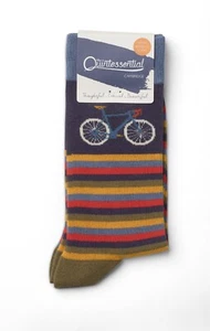 QUINTESSENTIAL Bike Socks Bicycle Cycle Mens 8-11 Boys Stripe Christmas Gift - Picture 1 of 11