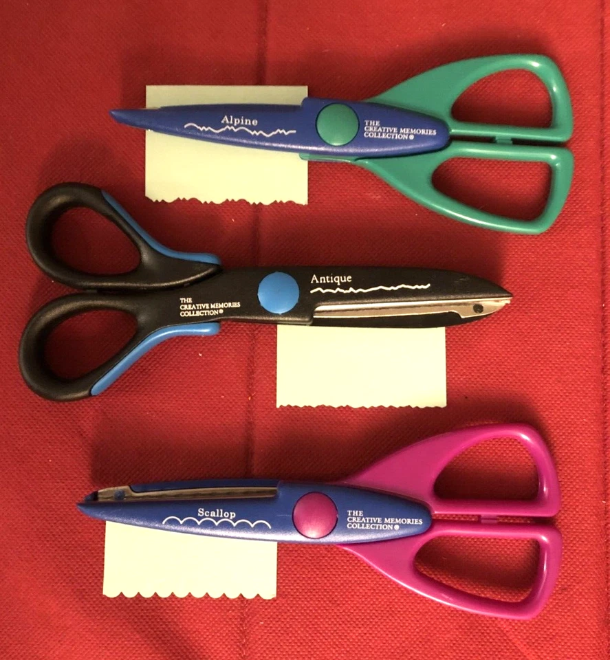 Creative Memories LOT of 3 ANTIQUE, ALPINE & SCALLOP Decorative Scrap Scissors - Image 1 of 1