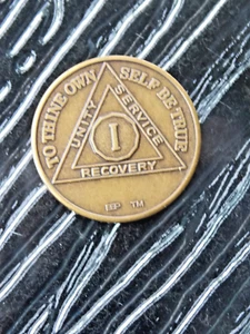 Alcolisti Anonimi 1 Anno AA Recupero Medaglione Chip Coin Token, - Foto 1 di 2