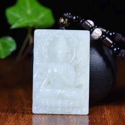 Estatua Kwan-yin de jade hetiano natural certificada tallada a mano regalo exquisito Foto 1 de 4