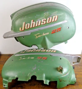 1954 Johnson 25HP Seahorse RD-15 Hood Cowl Covers Antique Vintage Outboard USED - Picture 1 of 9