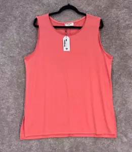 Zenana Tank Top Womens 1X Coral Pink Curvy Round Neck Rayon Blend Stretch NWT - Picture 1 of 7
