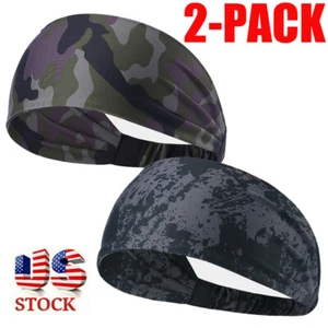 2PCS Sports Headband Moisture Wicking Men Women Yoga Running Hair Band Headwrap - Picture 1 of 12