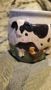 Vintage Otagiri Elizabeth King Brownd Mug Holstein Cow Chicken Farm Red Barn - Picture 1 of 6