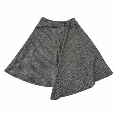 Falda drapeada de tweed en blanco y negro mezcla de lana talla 2 clásica para mujer Foto 1 de 4