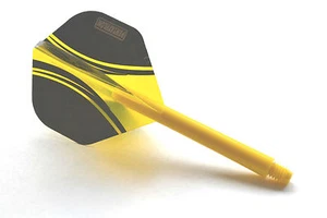 NYLON DEFLECTAGRIP DART STEMS & VIZION SWISH FLIGHTS BLACK/YELLOW - Picture 1 of 1
