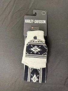 Harley Davidson Womens Ear Warmer and Glove Set, White, New, 97680-25VW - Picture 1 of 2
