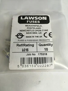 LAWSON Fuse LC15 15A BS88 240V Cartridge Fuse Link JPSF799 - Picture 1 of 5