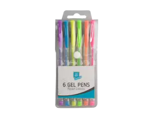 6er Pack Pastell Gelstifte Bunt Biros Tinte Schule Büro Schreiben Kinder Neu UK - Bild 1 von 3