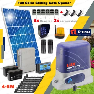 RITROX Farm Full Solar Powered Sliding Gate Motor/Opener 6x Remote 4 - 8m Gates - Picture 1 of 15