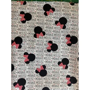 1 Yard - Disney Minnie Mouse Ears fabric- 100% Cotton - white black- 36 x 44" - Picture 1 of 4
