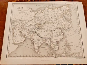 1845 Asia Russia China Middle East Antique Map Chambers Gellatly Hand Coloured - Picture 1 of 1