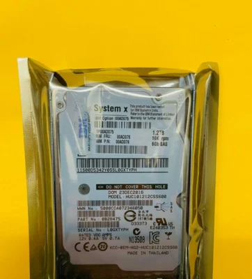 IBM 00AD075 00AD076 00AD079 1.2TB 10K 6G 2.5" G2HS SFF SAS HDD without tray - Image 1 of 4
