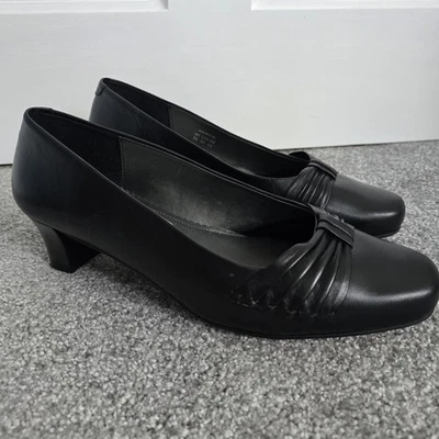 Hotter Comfort Court Shoes Leather Schubert Black  Wide Fit 7.5 EE -Look New - Image 1 of 4