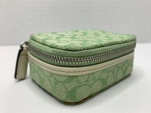 Coach Signature Green C Mini Pill Travel Canvas Case Box P111 - Picture 1 of 15