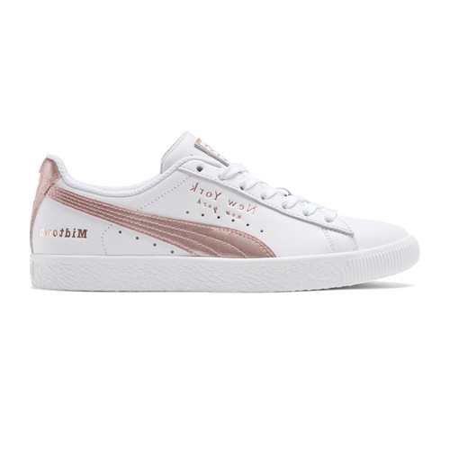 Scarpe casual sneakers PUMA Clyde Nyc flagship stringate donna rosa bianco 372311