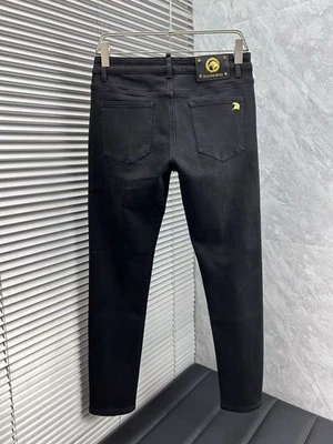 Stefano Ricci Men's Trousers Regular Cotton Washed Jeans Casual Pants Black - Image 1 of 4