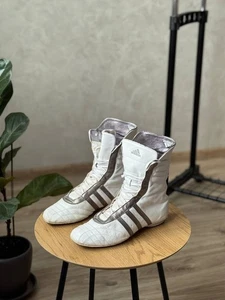 Zapatos de boxeo vintage Adidas de cuero blanco para moto lucha libre para hombre talla 42 - Imagen 1 de 13