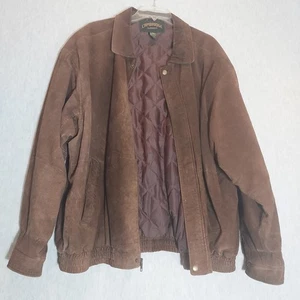 Cappotto Cambridge Classics uomo XL pelle marrone scamosciato trapuntato foderato tasche zip intera - Foto 1 di 12
