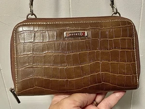 Rosetti Brown Textured Faux Crocodile Crossbody Wallet Purse NEW 90s 80s - Picture 1 of 12