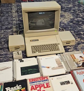 Apple IIe (2e) Computer W/ Color Monitor, Disk Drives, Joystick, Manuals & MORE! - Photo 1/19