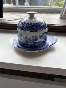 Rare Spode Blue White Italian.condiment Honey Pot With Lid.Also Has Lip To Carry - Picture 1 of 4