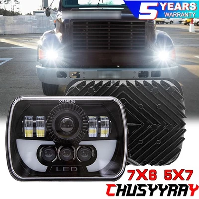 For International 4700 9200 9400i 2x 5X7" Inch LED Headlights Sealed Hi-Lo Beam - Image 1 of 4