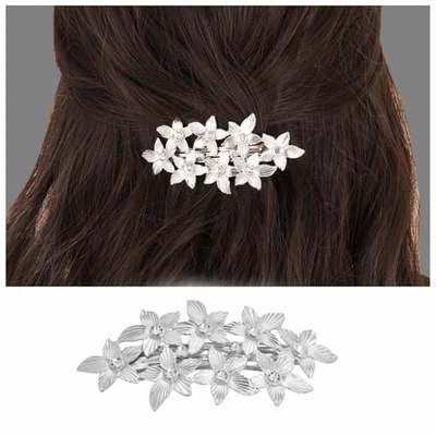 Boho Rhinestone Flower Bridal Hair Clips Crystal Flower Hairclip Barrette  - Image 1 of 4