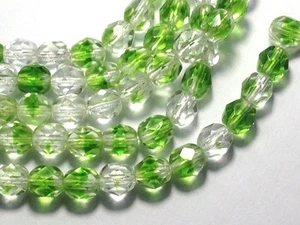 Czech Fire Polished Glass Beads 6mm Crystal Green (25pcs) - BEADS & TOOLS - Picture 1 of 1