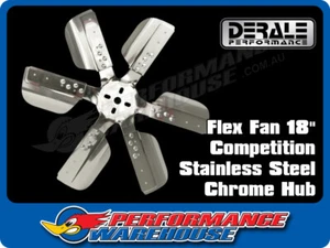 Derale 18" Heavy Duty Stainless Steel Standard Rotation Flex Fan Chrome 17218 - Picture 1 of 2