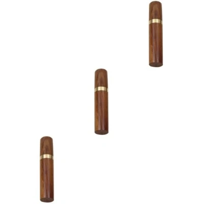 Contenedor de almacenamiento de palillos de dientes portátil estuche de madera soporte de tubo de 3 piezas Foto 1 de 4