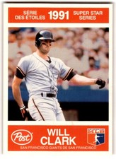1991 Post Canada Super Star Series Will Clark #9 San Francisco Giants