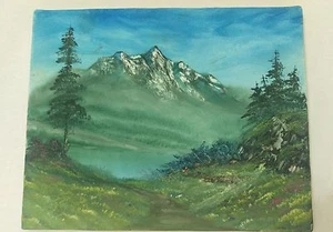 Bergnebel Landschaft auf Leinwand Gemälde Medium Kunst 11x14 Zoll - signiert vom Künstler - Bild 1 von 5