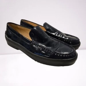 Tod's Women's Dark Navy Patent Leather Loafers Driving Shoes - Picture 1 of 12