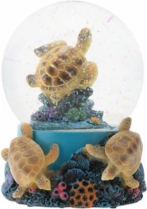 Coral Reef Sea Turtles 100MM Musical Water Globe Plays Tune Wonderful World - Picture 1 of 3
